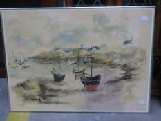 A Framed Lithographic Print entitled 'Le Port De Peche' by Urbain Huchet. The Print is number 12