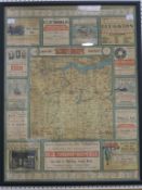 A 1923/4 Map of Scunthorpe District with advertisments for local companies including 'Blue'