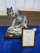 A Limited Edition 515/3000, Handcrafted Sculpture of a Lone Wolf (model 285/5 Lone Wolf) original by