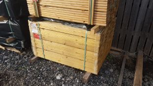 * 22mm x 100mm (18mm x 94mm) decking, tanalith (green) treated, 350 pieces at 1200mm. Sellers ref