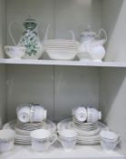 Two shelves to include a 40+ piece Mayfair Tea/Coffee Service and a Royal Staffordshire Old Peakin