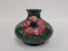 A Moorcroft, Anemone, Turquoise Squat Vase (H 10.5cm) (est £80-£120)