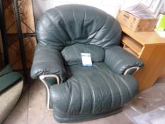 A large Sherbourne green leather Deep Easy Armchair (est. £150-£200)