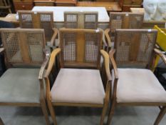A set of Six Maple and Co cane panel back carver Dining Chairs with Upholstered Seats (est. £30-£60)