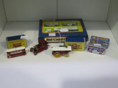 A Shelf of Matchbox Models including a 'E' class Tramcar (Y-3) a Fowler 'Big Lion' Showmans