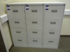 * 3 x Silverline 4-Drawer Metal Filing Cabinets