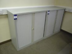 * 2 x Bisley Double Tambour Door Office Cabinets, 1000mm x 1000mm x 470mm