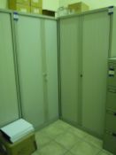 * 2 x Bisley Double Tambour Door Office Cabinets, 975mm x 1000mm x 480mm