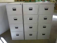 * 3 x Metal 4 Drawer Filing Cabinets (with keys)