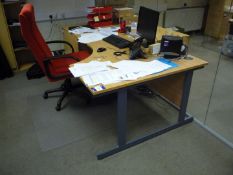 * Oak Effect Cantilever Radius Desk, 1600mm x 1200mm with 2 x 3-Drawer Desk High Pedestals and