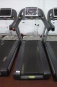 * A TechnoGym Model Dakbey Treadmill Touch Screen complete with iPod Dock s/n DAKBEY13002120 YOM