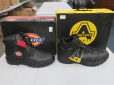 * Two pairs of New/Boxed Safety Boots. Dickies S/S Antrim Boot code FA23333 in black size 8; Amblers