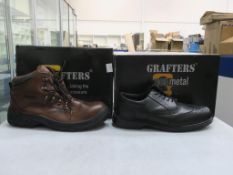 * Two pairs of new/boxed Grafters Footwear: a pair of Dark Brown 'Crazy Horse' Safety Hiker Boots