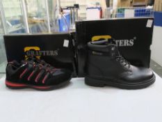 * Two pairs of New/Boxed Grafters Footwear. A pair of Black/Red Safety Trainer Shoe 'Red Devil' size