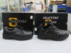 * Two pairs of New/Boxed Grafters Footwear. A pair of Black Leather Padded Collar 4 Eye Safety