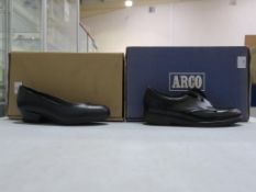 * Two pairs of New/Boxed Ladies Black Arco Shoes. A pair of Black Leather Safety Shoes size 3, and a