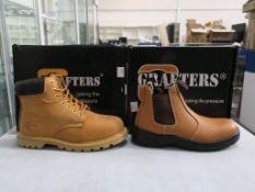 * Two pairs of New/Boxed Grafters Footwear. A pair of Honey 'Kelly' Nubuck Padded Safety Boots