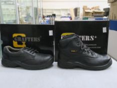 * Two pairs of New/Boxed Grafters Footwear. A pair of Black Leather Padded Collar 4 Eye Safety