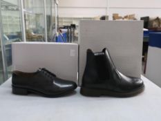 * Two pairs of new/boxed Grafters Footwear: a pair of Black 4 blind eyelet Ladies Cadet Shoe size 7,