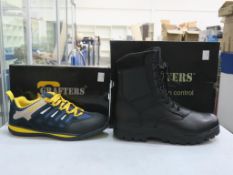 * Two pairs of new/boxed Grafters Footwear: a pair of Navy/Yellow 'Blue Bird' Safety Trainer Shoes