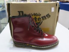 * A pair of new/boxed Dr Martens Cherry Red Smooth 8 eyelet Boots size 15