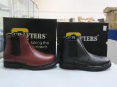 * Two pairs of New/Boxed Grafters Footwear. A pair of Brown Chestnut 'Pull Up Leather' Chelsea Non