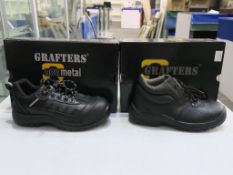 * Two pairs of new/boxed Grafters Footwear: a pair of Black Leather fully composite non metal Safety