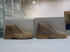 * Two pairs of new/boxed Roamers Footwear: a pair of Taupe Suede D-Ring Leisure Boots size 9 and a