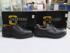 * Two pairs of new/boxed Grafters Footwear: a pair of Black Leather Managers Plain Tie Safety Toe