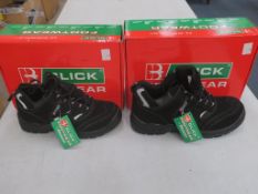 * Two pairs of New/Boxed Click Trainers (Safety), CDDTB D/D Trainer Shoe in black, sizes 5 and 8