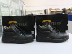 * Two pairs of New/Boxed Grafters Footwear. Two pairs of Black Leather Padded Collar D-Ring