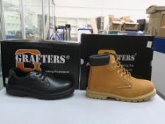 * Two pairs of New/Boxed Grafters Footwear. A pair of Black Leather 'DD' Shoes M361AK size 10, and a