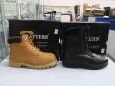 * Two pairs of new/boxed Grafters Footwear: a pair of Honey Nubuck Padded Safety Boots size 7, a