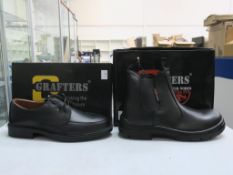 * Two pairs of New/Boxed Grafters Footwear. A pair of Black Leahter 'Manager' Mudguard Tie Safety