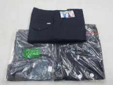 * A box of 39 Ashdan Navy Trousers in various sizes