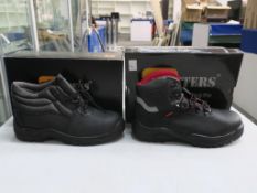 * Two pairs of New/Boxed Grafters Footwear. A pair of Black Leather, Padded Collar, D-Ring Safety