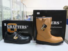* Two pairs of new/boxed Grafters Footwear: a pair of Black Leather 'DD' Shoe M361AK size 9 and a