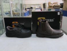 * Two pairs of new/boxed Grafters Footwear: a pair of Black Leather Padded Collar 4 eye Safety