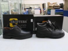 * Two pairs of New/Boxed Grafters Footwear. A pair of Black Leather 'Manager' Mudguard Tie Safety