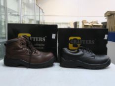 * Two pairs of new/boxed Grafters Footwear: a pair of Dark Brown Leather 'Crazy Horse' Safety