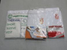 * A box containing White Thermal short sleeve Vests and Longjohns (L, XL)