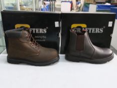 * Two pairs of New/Boxed Grafters Footwear. A pair of Brown 'Crazy Horse Leather' Padded Safety