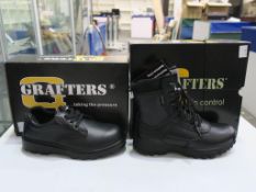 * Two pairs of new/boxed Grafters Footwear: a pair of Black Leather Safety Gibson Shoes size 4 and a