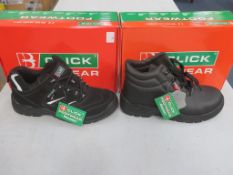 * A pair of New/Boxed Click Trainer Shoe (safety) CDDTB in black size 8, together with a