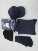 * A box of Workwear items to include fifteen Plain Blue Adjustable Baseball Caps, five pairs of