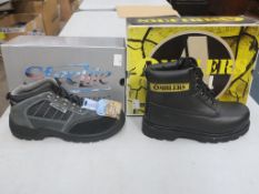 * Two pairs of New/Boxed Safety Boots: Steelite Trekker Boot FW63 black/grey size 6.5, Amblers Steel