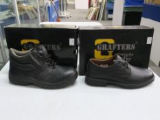 * Two pairs of New/Boxed Grafters Footwear. A pair of Black Leather Padded Collar, D-Ring Safety