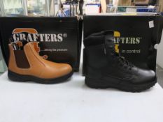 * Two pairs of New/Boxed Grafters Footwear. A pair of Tan Leather Chelsea Safety Boots size 10,
