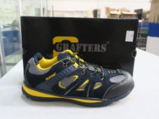 * One pair of New/Boxed Shoes. A pair of Grafters Navy/ Yellow Blue Bird Safety Trainer Shoe size