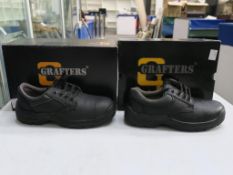 * Two pairs of New/Boxed Grafters Black Leather, Padded 4 Eye Safety Shoe Size 39 (UK6) (2)